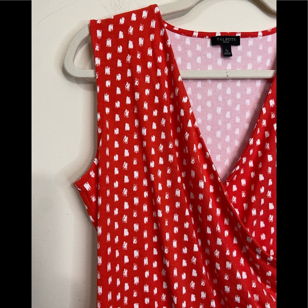 Talbots Women's Size Small Petite Surplice Polkadot Sleeveless Top Blouse NICE!! - Picture 3 of 7
